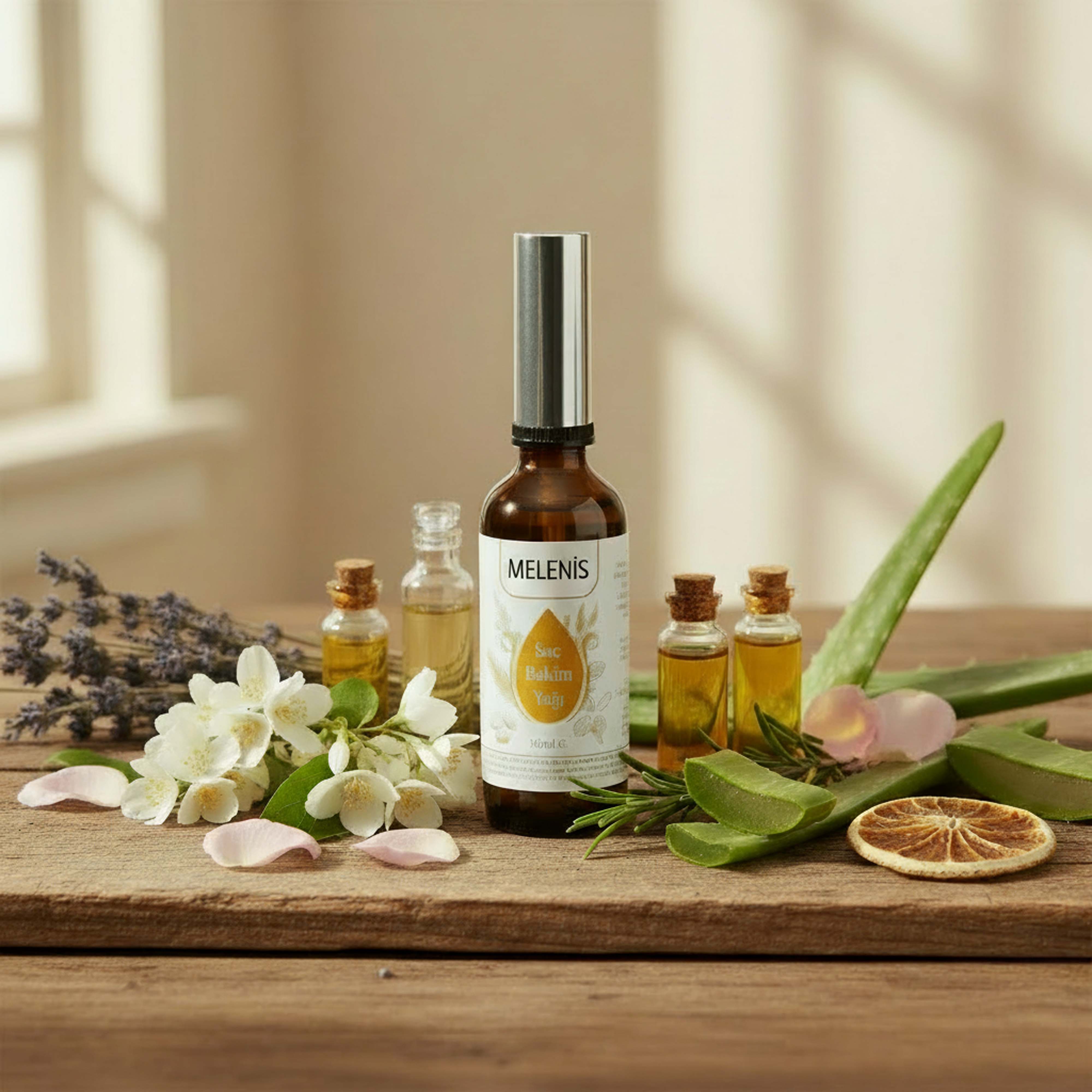 MELENİS%20Doğal%20Saç%20Bakım%20Yağı%20-%20E%20Vitaminli,%20Bitkisel%20İçerikli%20Saç%20Serumu%20(50%20mL)